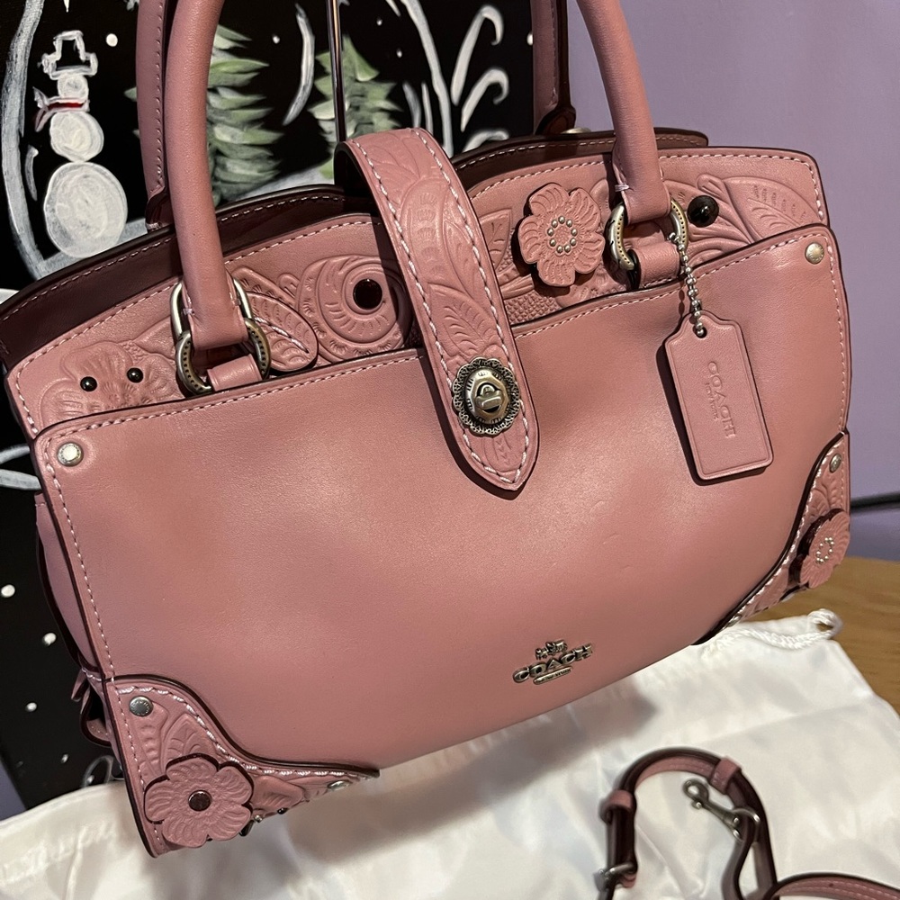 Coach Tea Rose Willow Mercer Dusty Rose Satchel Leather
